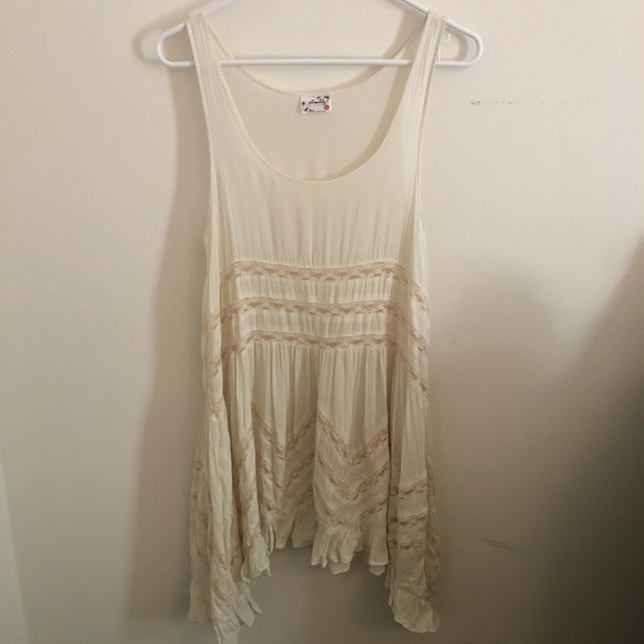 Free People Dresses & Skirts - Free People Voile and Lace Cream Polkadot Tunic